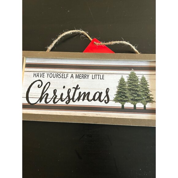 Wood Christmas Decor Trees & "Have Yourself A Merry Little Christmas" 10x5 inch - Picture 8 of 8